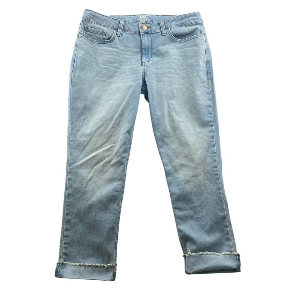 Lee Riders Womens Jeans Size 10 Blue Denim Light Wash Straight Cuffed Casual